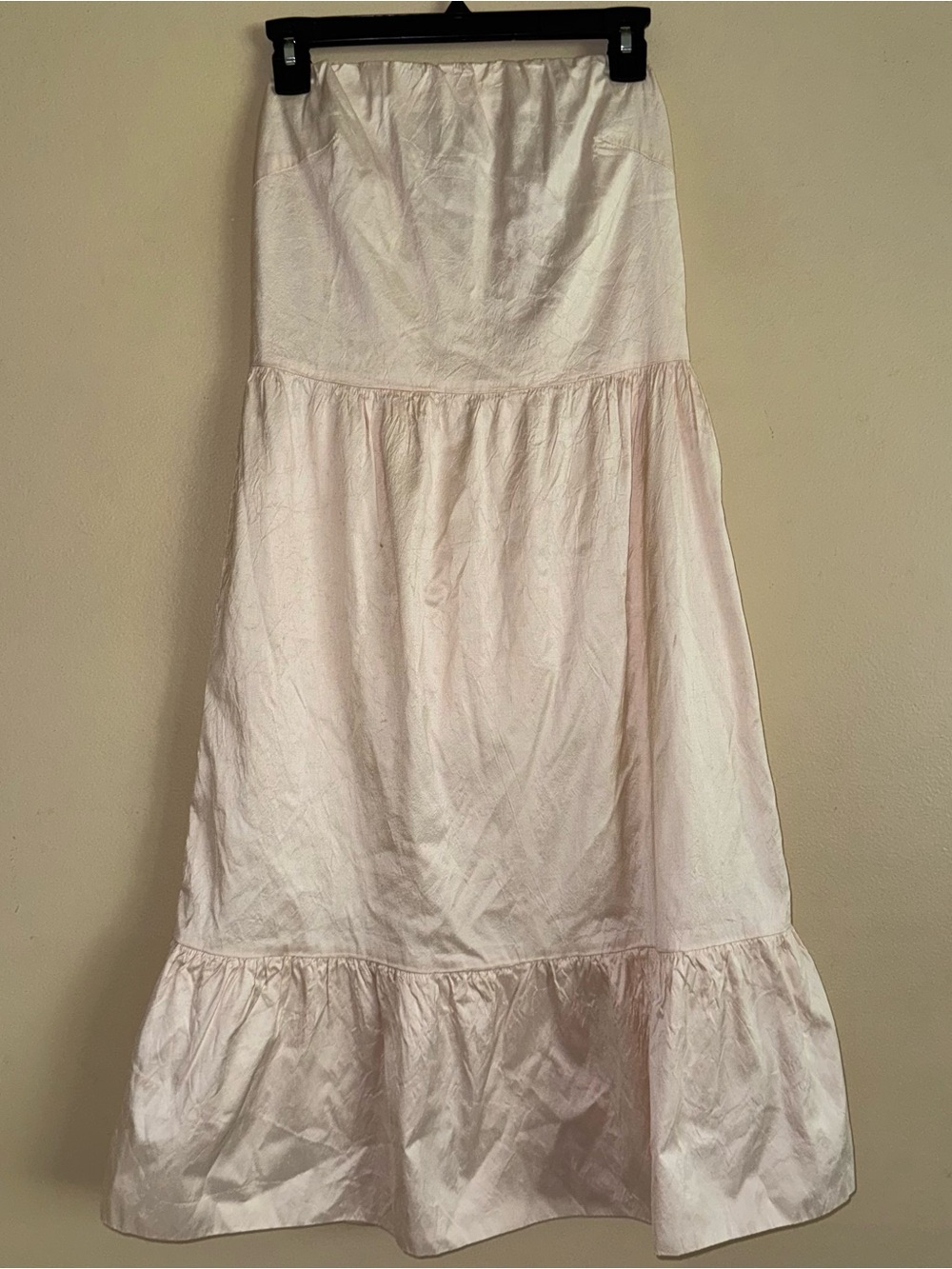 CALYPSO Christiane Celle 100% Silk Beige Blush Strapless Past Knee Dress Size S